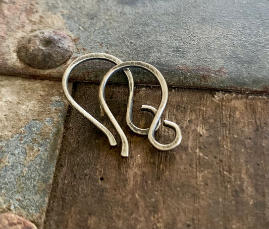 HEAVY 18 Gauge Twinkle Sterling Silver Earwires - Handmade. Hand forged. Oxidized & polished