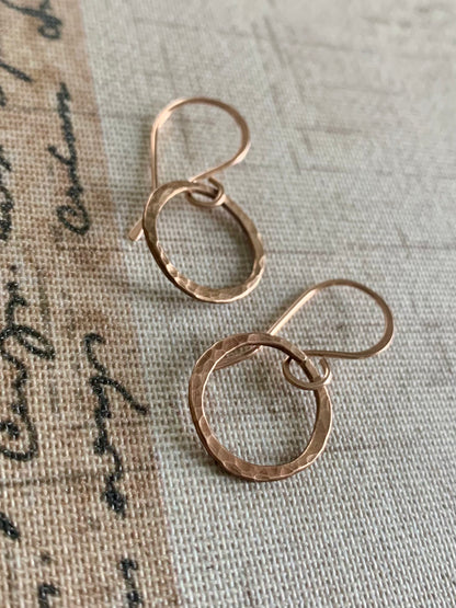 Mangly Lagom Earrings - Handmade. 14kt ROSE Goldfill dangle earrings. Choice of 3 sizes & 2 finishes.