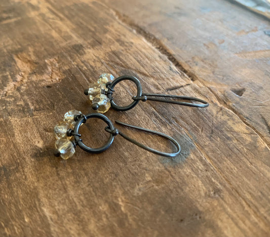 November Flurry Earrings - Handmade. Citrine. Sterling Silver Dangle Earrings