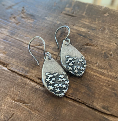 NEW Queen Ann's Lace Earrings - Handmade. Oxidized fine and sterling silver dangle earrings. Choice of 2 sizes.