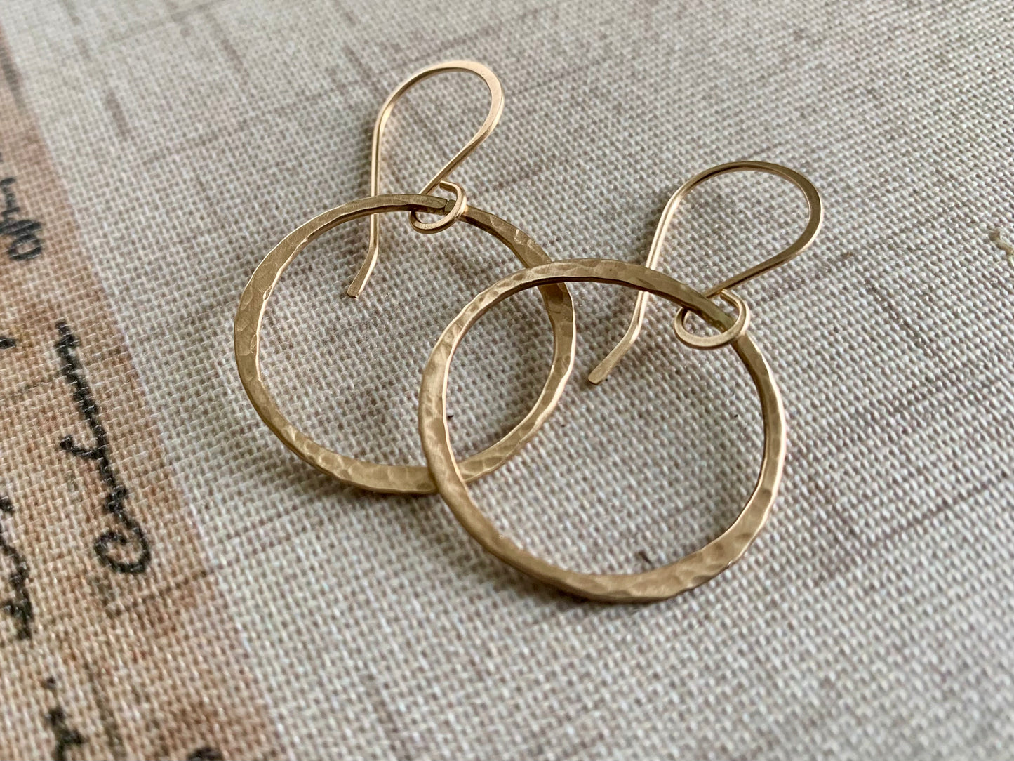 Mangly Lagom Earrings - Handmade. 14 kt YELLOW Goldfill dangle earrings. Choice of 3 sizes & 2 finishes.