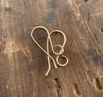 Large Loop Solitaire 14kt Goldfill Earwires - Handmade. Handforged
