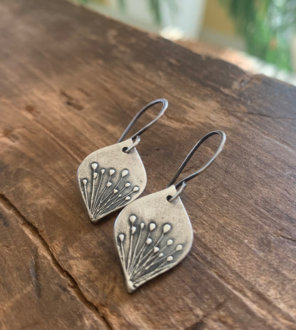 NEW Nelipot Earrings - Handmade. Oxidized fine and sterling silver dangle earrings