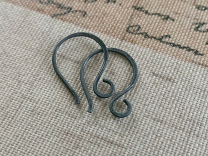 HEAVY 18 gauge Large Twinkle Sterling Silver Earwires - Handmade. Handforged. Heavily Oxidized