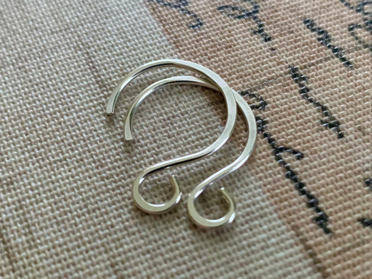 HEAVY 18 gauge Large Solitude Sterling Silver Earwires - Handmade. Hand forged. Shiny Finish