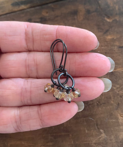 November Flurry Earrings - Handmade. Citrine. Sterling Silver Dangle Earrings