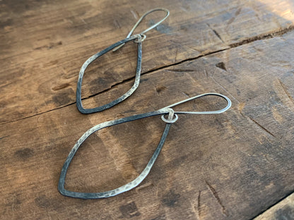 Ombre Tupelo - Handmade. Oxidized, textured sterling silver Earrings