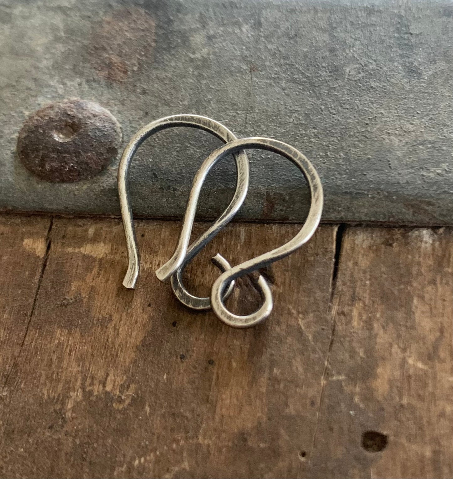 HEAVY 18 Gauge Twinkle Sterling Silver Earwires - Handmade. Hand forged. Oxidized & polished
