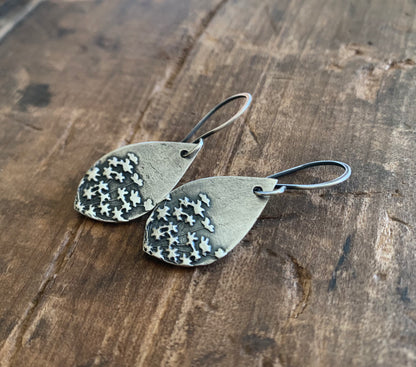 NEW Queen Ann's Lace Earrings - Handmade. Oxidized fine and sterling silver dangle earrings. Choice of 2 sizes.