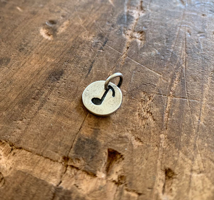 Music Note Pendant- Handmade. Oxidized Fine Silver. Design Your Own Series