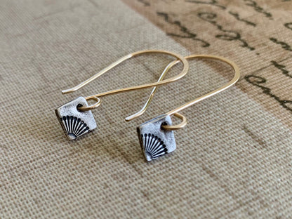 Horizon Earrings - Handmade. Mixed Metal. 14kt Goldfill & Oxidized fine silver Dangle Earrings