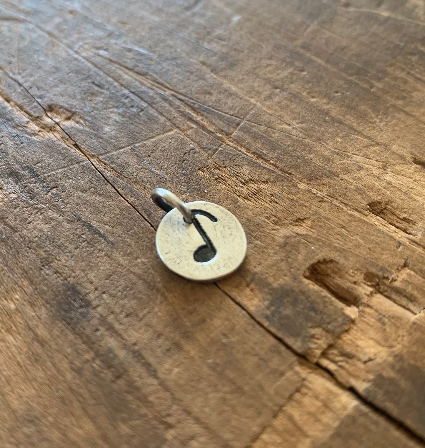 Music Note Pendant- Handmade. Oxidized Fine Silver. Design Your Own Series