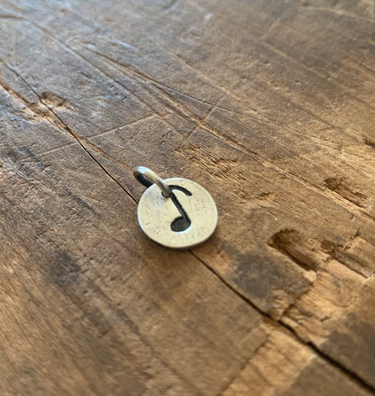Music Note Pendant- Handmade. Oxidized Fine Silver. Design Your Own Series