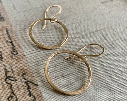 Mangly Lagom Earrings - Handmade. 14 kt YELLOW Goldfill dangle earrings. Choice of 3 sizes & 2 finishes.