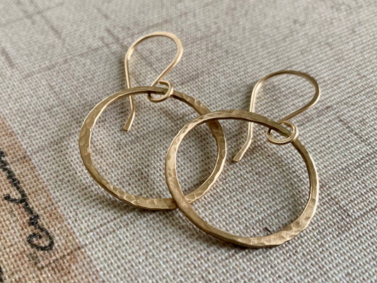 Mangly Lagom Earrings - Handmade. 14 kt YELLOW Goldfill dangle earrings. Choice of 3 sizes & 2 finishes.