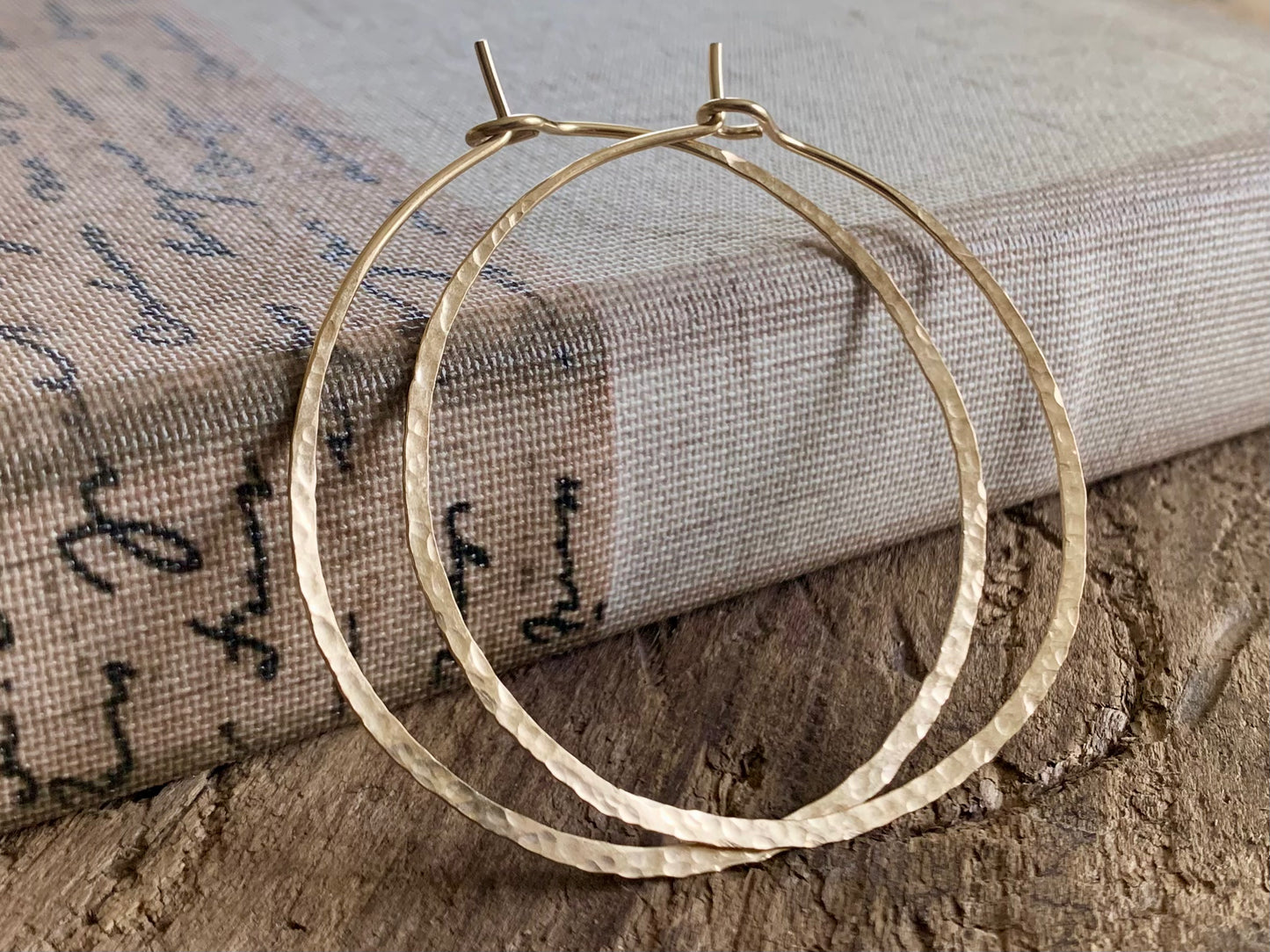 Mangly Hoops in Gold - Choice of 6 sizes. Handmade. Hammered. 14k goldfill hoops