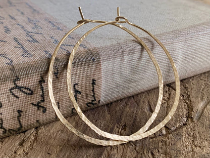 Mangly Hoops in Gold - Choice of 6 sizes. Handmade. Hammered. 14k goldfill hoops
