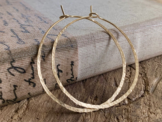 Mangly Hoops in Gold - Choice of 6 sizes. Handmade. Hammered. 14k goldfill hoops