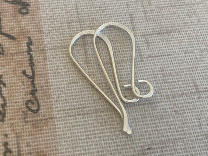HEAVY 18 Gauge Solitaire Sterling Silver Earwires - Handmade. Hand forged