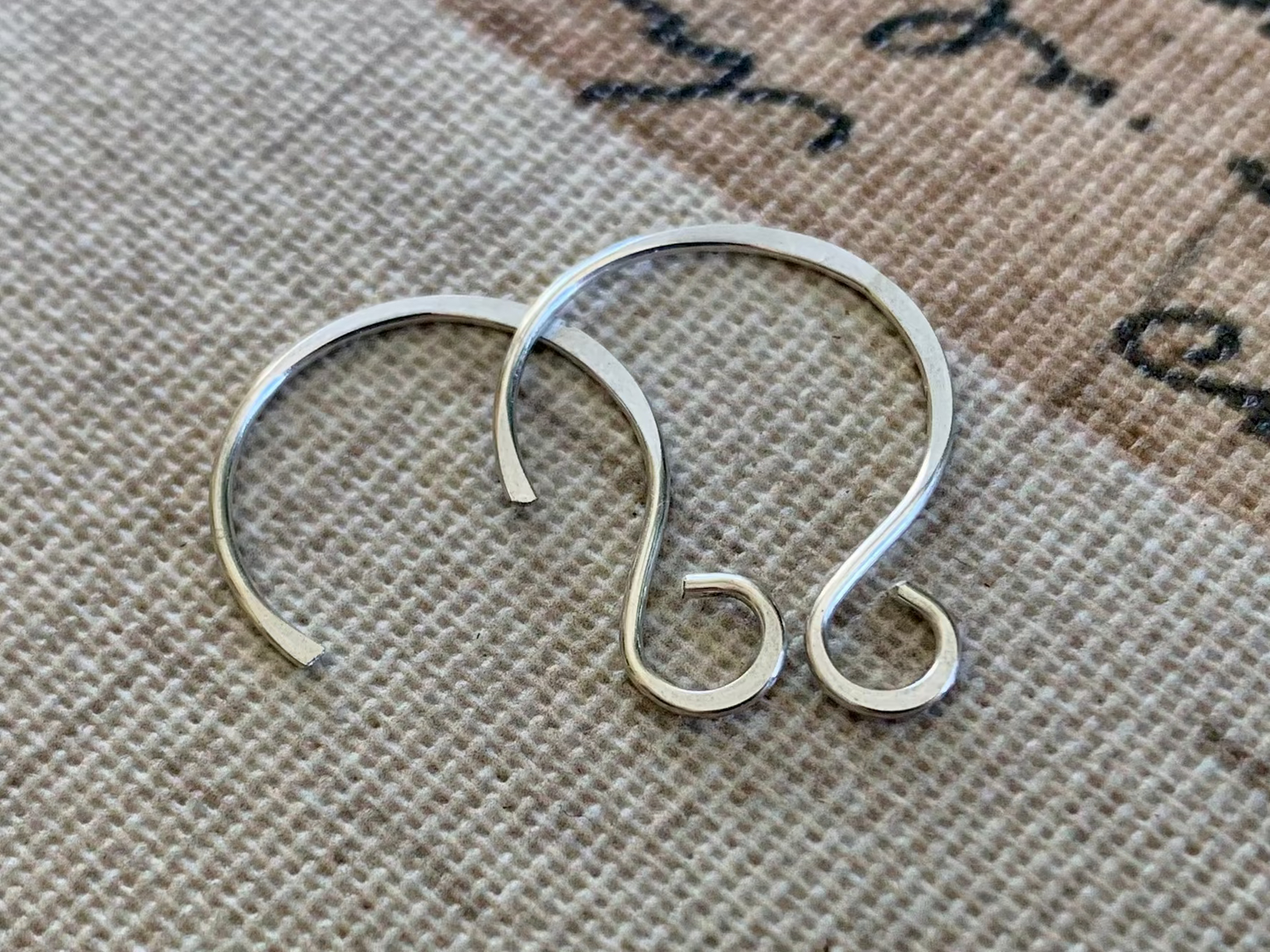 Large Solitude Sterling Silver Earwires - Handmade. Handforged. Shiny Finish