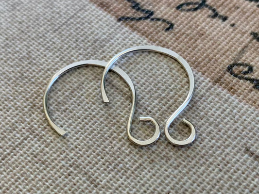 Large Solitude Sterling Silver Earwires - Handmade. Handforged. Shiny Finish