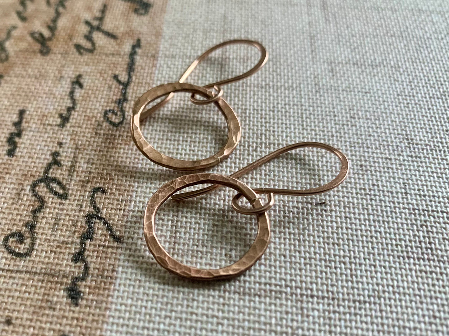 Mangly Lagom Earrings - Handmade. 14kt ROSE Goldfill dangle earrings. Choice of 3 sizes & 2 finishes.