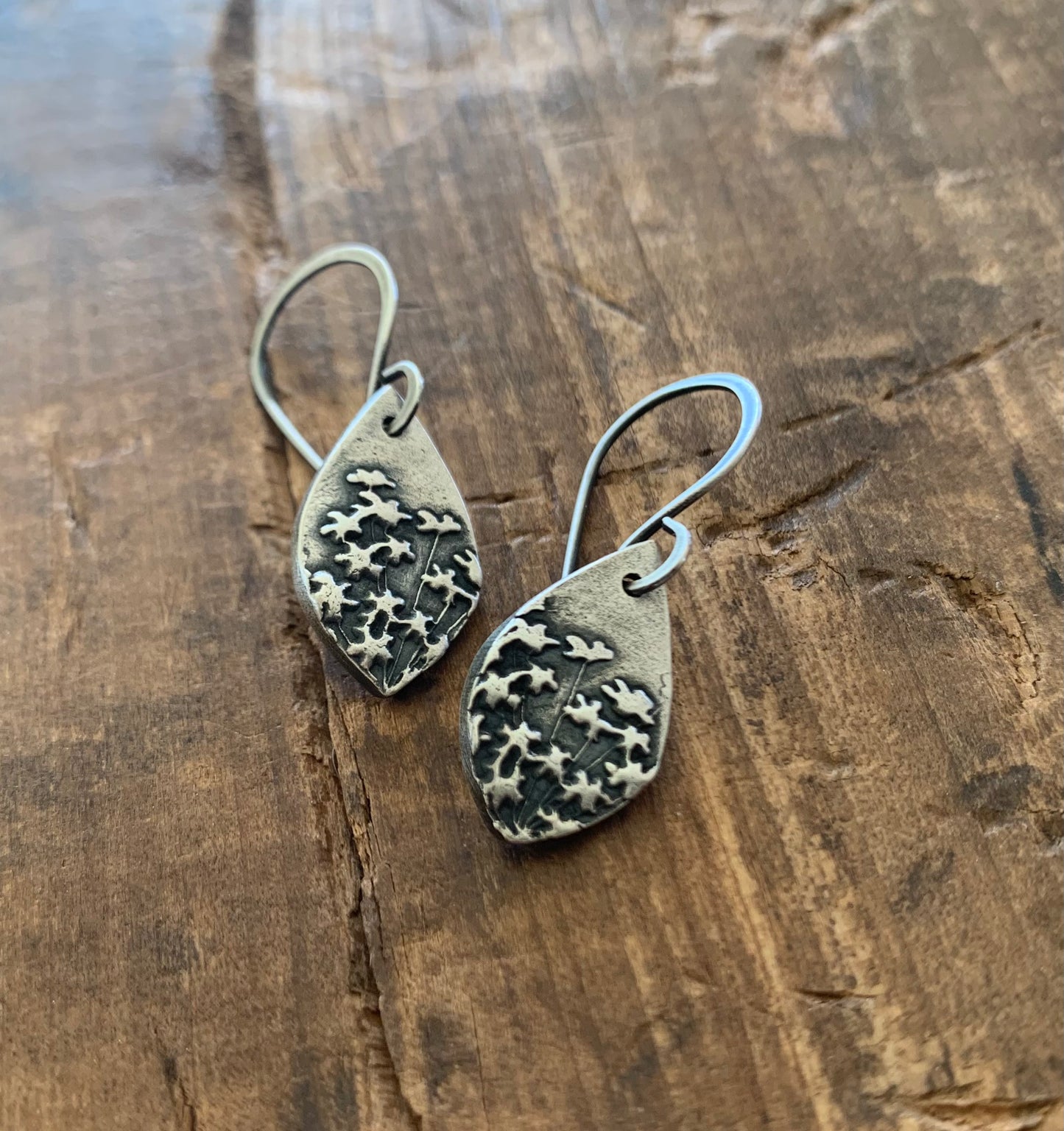 NEW Queen Ann's Lace Earrings - Handmade. Oxidized fine and sterling silver dangle earrings. Choice of 2 sizes.