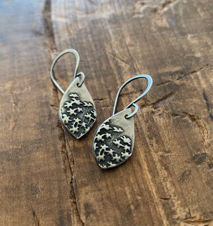 NEW Queen Ann's Lace Earrings - Handmade. Oxidized fine and sterling silver dangle earrings. Choice of 2 sizes.