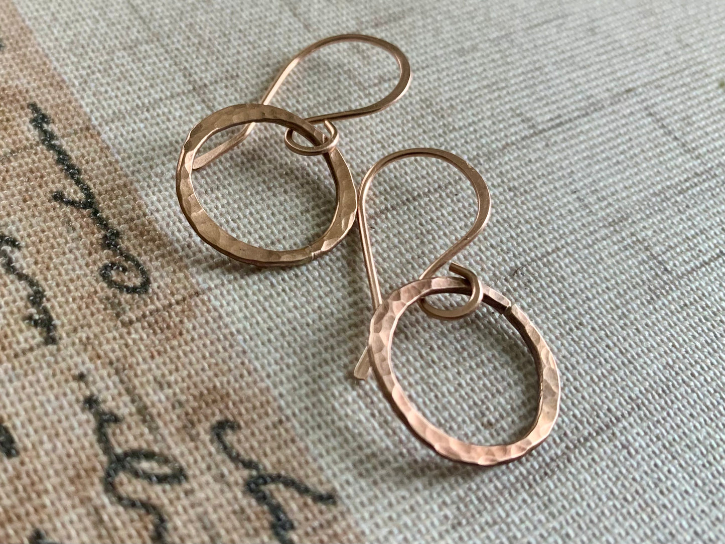 Mangly Lagom Earrings - Handmade. 14kt ROSE Goldfill dangle earrings. Choice of 3 sizes & 2 finishes.