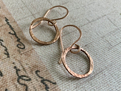 Mangly Lagom Earrings - Handmade. 14kt ROSE Goldfill dangle earrings. Choice of 3 sizes & 2 finishes.