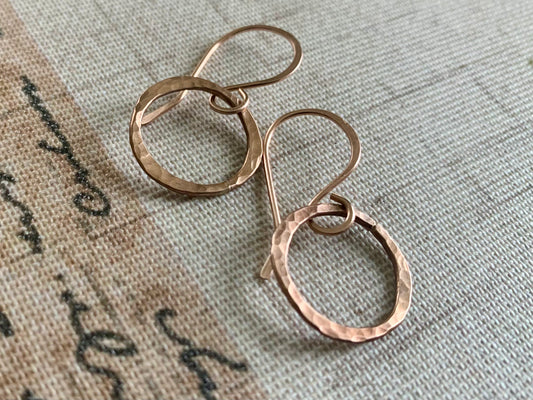 Mangly Lagom Earrings - Handmade. 14kt ROSE Goldfill dangle earrings. Choice of 3 sizes & 2 finishes.