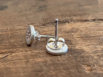 Lil" Sunshine Post Earrings - Handmade. Oxidized Fine Silver Stud Earrings
