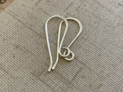 HEAVY 18 Gauge Solitaire Sterling Silver Earwires - Handmade. Hand forged