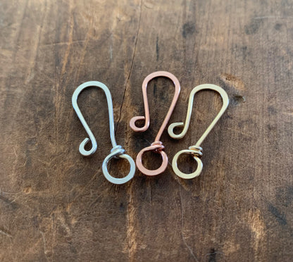 Handforged S Clasp- Handmade. ONE Hand forged Clasp. Choice of metal - sterling silver, copper or 14kt Goldfill