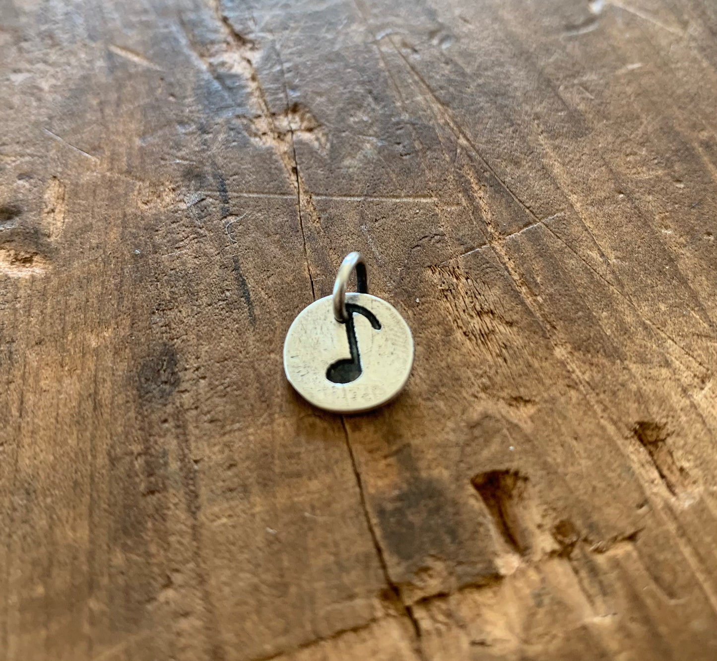 Music Note Pendant- Handmade. Oxidized Fine Silver. Design Your Own Series