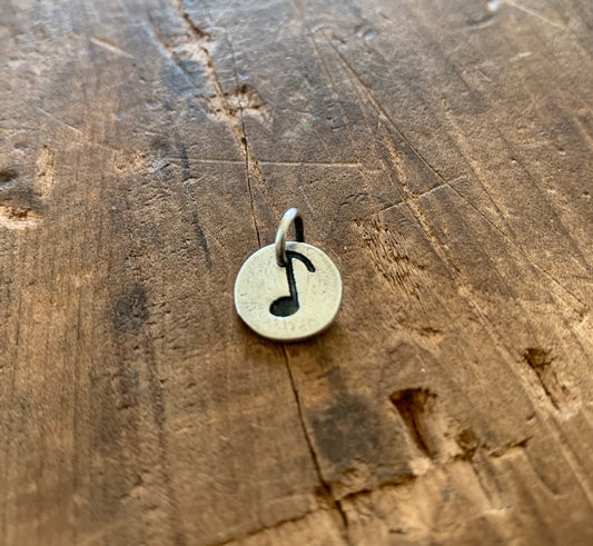 Music Note Pendant- Handmade. Oxidized Fine Silver. Design Your Own Series