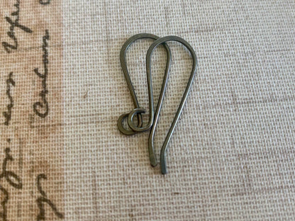 Heavy 18 Gauge Solitaire Sterling Silver Earwires - Heavily oxidized Black Finish. Handmade. Hand forged