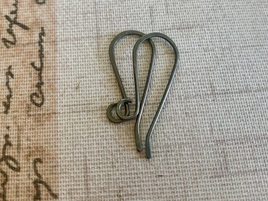 Heavy 18 Gauge Solitaire Sterling Silver Earwires - Heavily oxidized Black Finish. Handmade. Hand forged