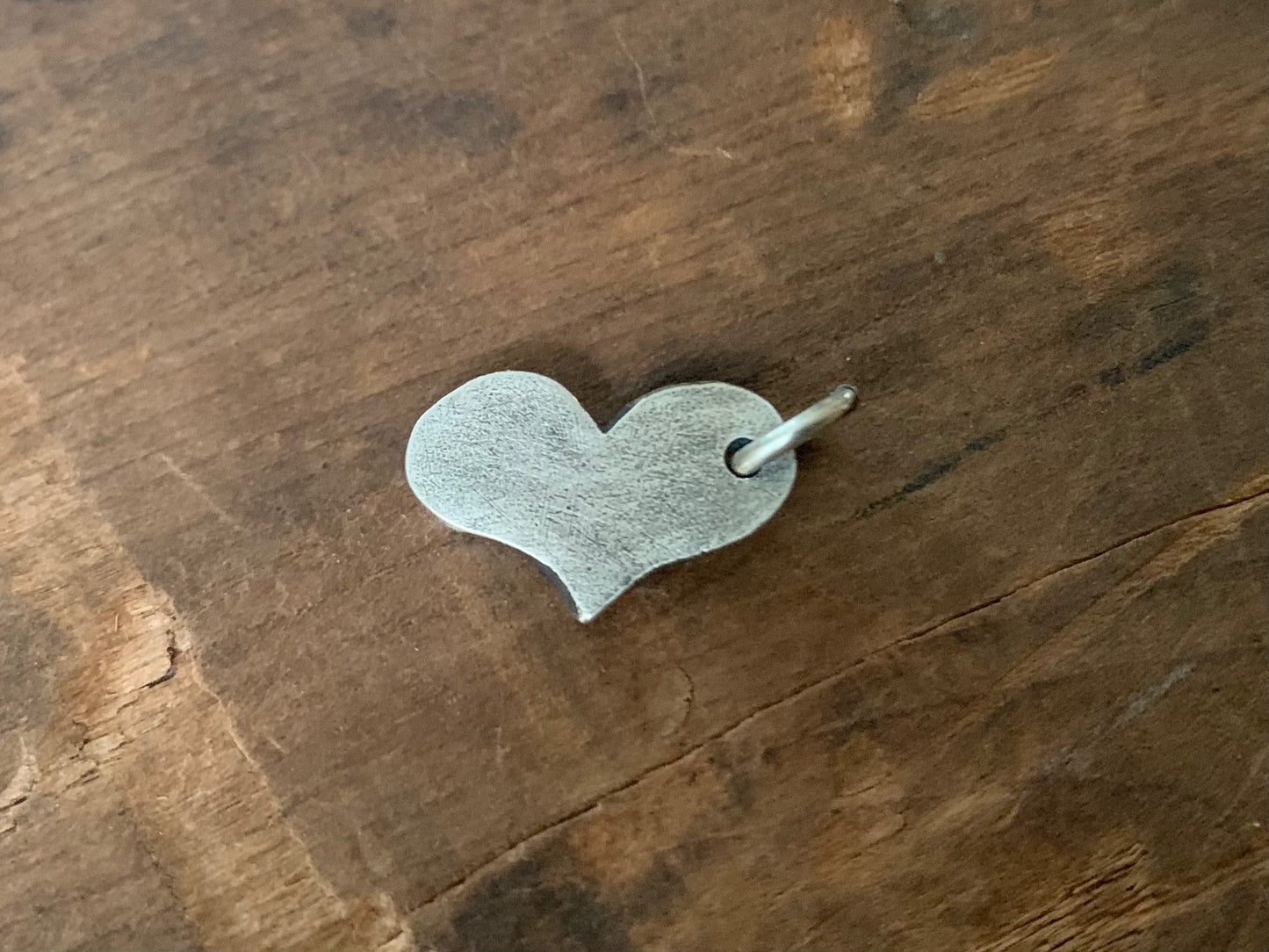 Hand Cut Heart Pendant - Handmade. Oxidized Fine Silver Heart Charm