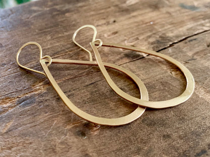Satin Tears - Handmade. Brushed Matte Goldfill Tear Drop Earrings. Yellow or Rose Goldfill