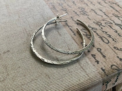 Thick Gauge Post Mangly Hoops - Choice of 7 sizes. Handmade. Hammered. Choice of 4 finishes.