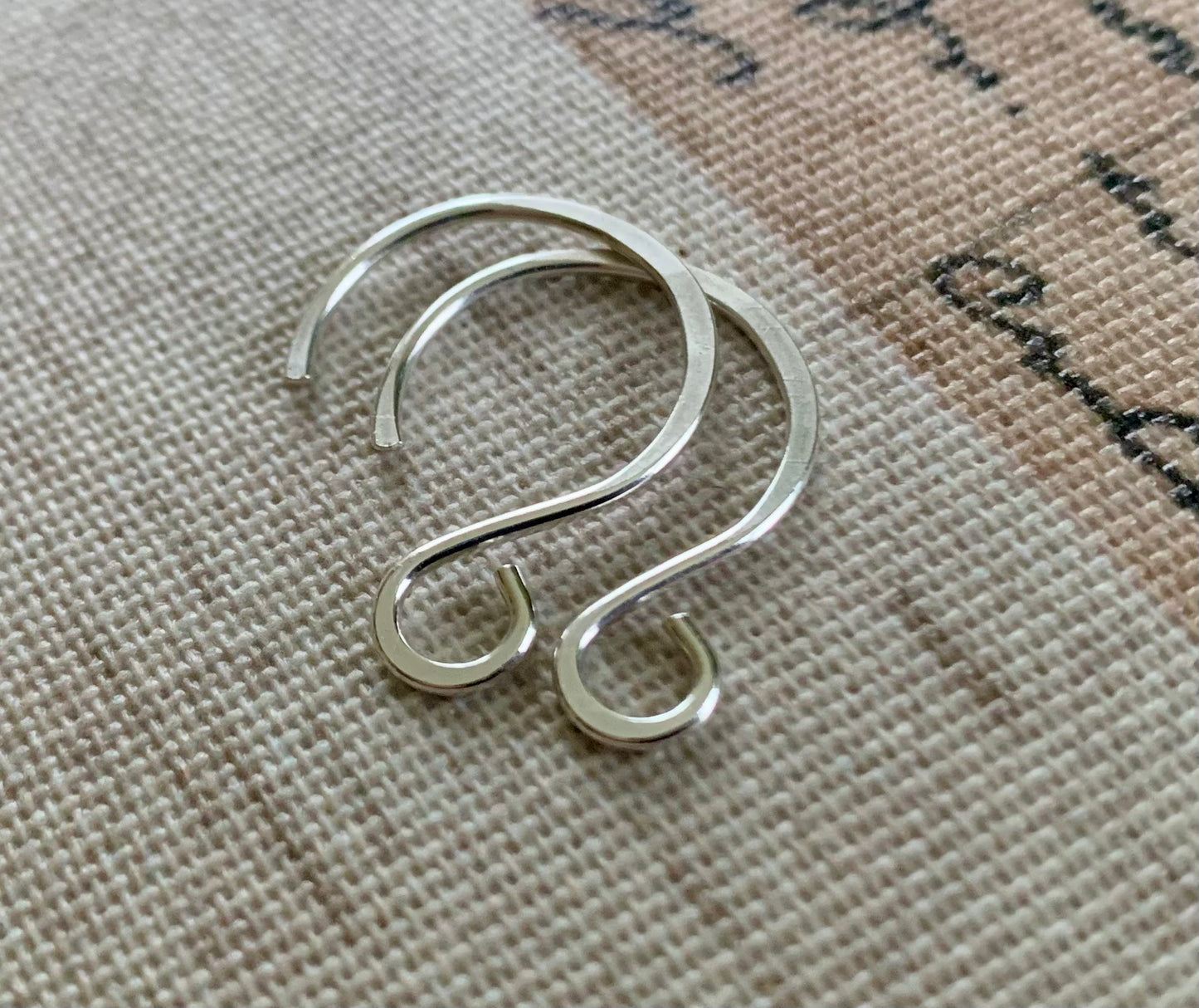 HEAVY 18 gauge Large Solitude Sterling Silver Earwires - Handmade. Hand forged. Shiny Finish