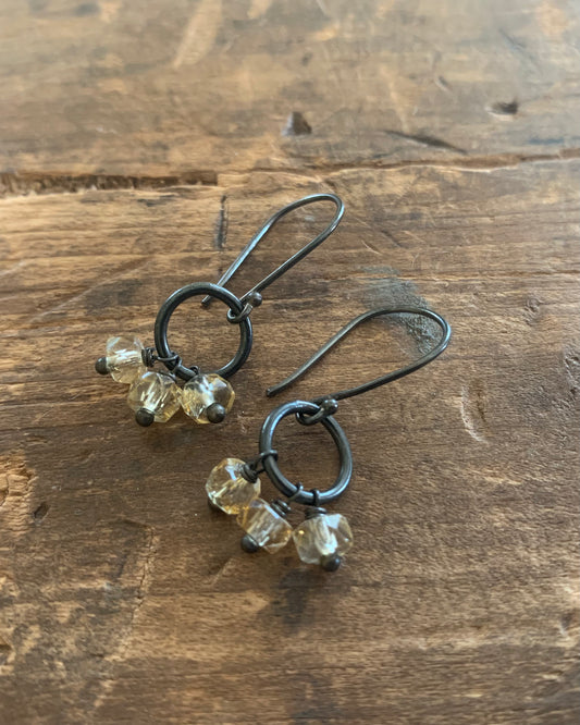 November Flurry Earrings - Handmade. Citrine. Sterling Silver Dangle Earrings