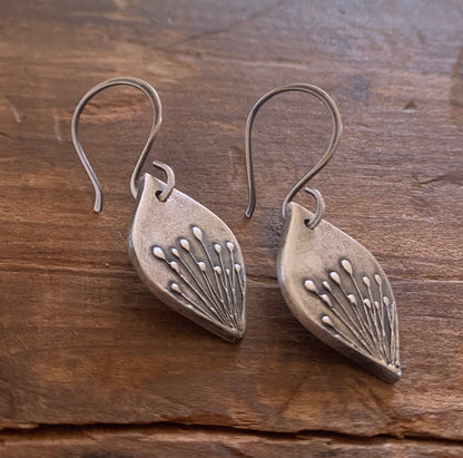 NEW Nelipot Earrings - Handmade. Oxidized fine and sterling silver dangle earrings