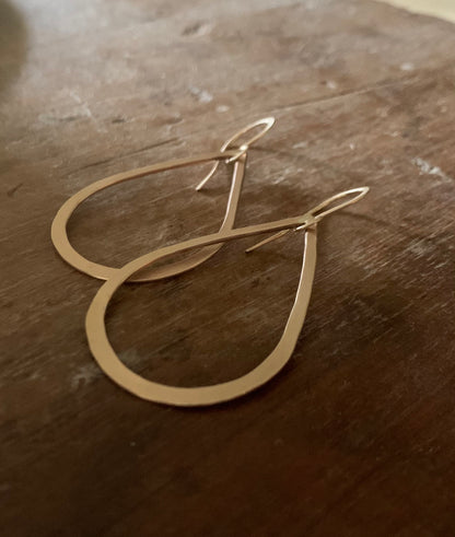 Satin Tears - Handmade. Brushed Matte Goldfill Tear Drop Earrings. Yellow or Rose Goldfill