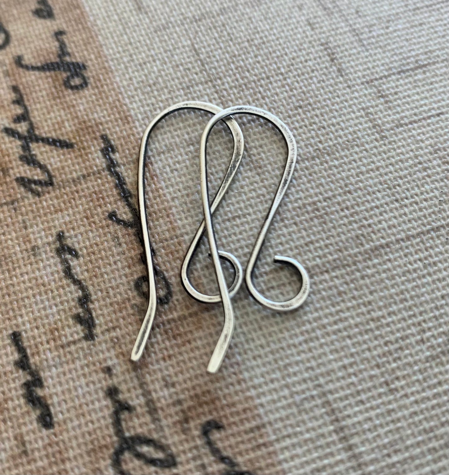 Large Loop Solitaire Sterling Silver Earwires - Handmade. Handforged. Oxidized & Polished