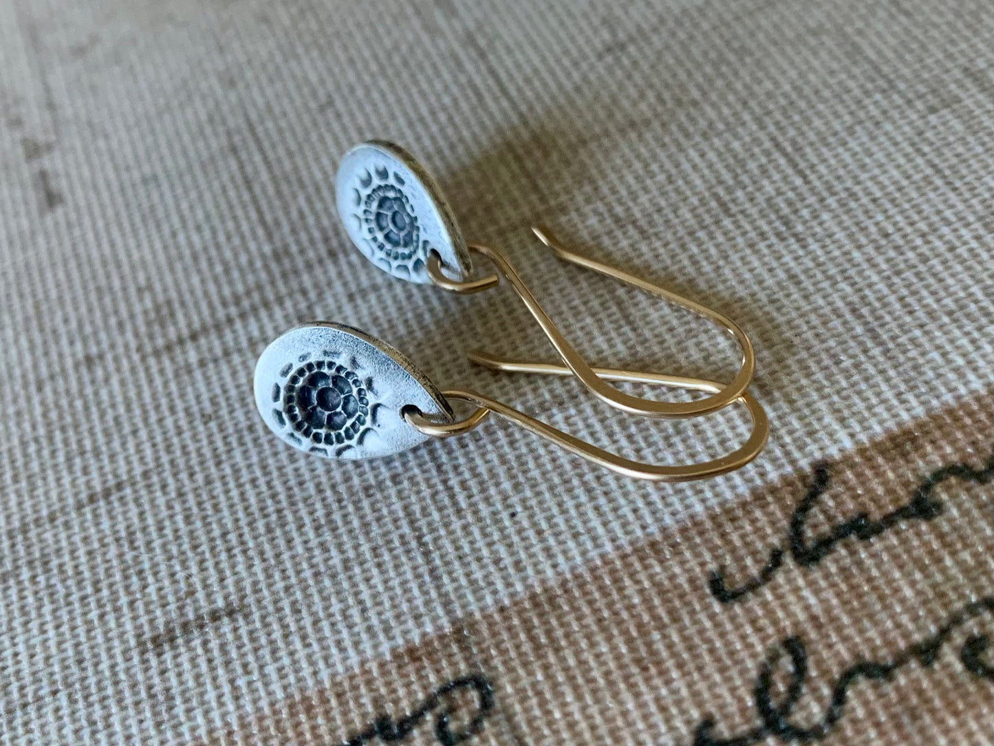 Charleston. Old South Collection Earrings - Oxidized fine silver. 14kt Goldfill. Mixed Metal. Handmade