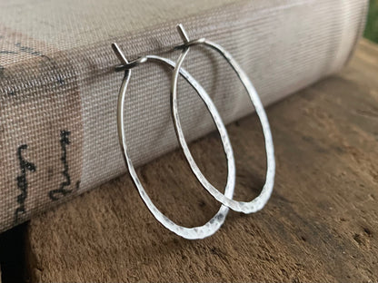 Mangly Hoops - Choice of 6 sizes. Handmade. Hammered. Oxidized Sterling Silver Hoop Earrings