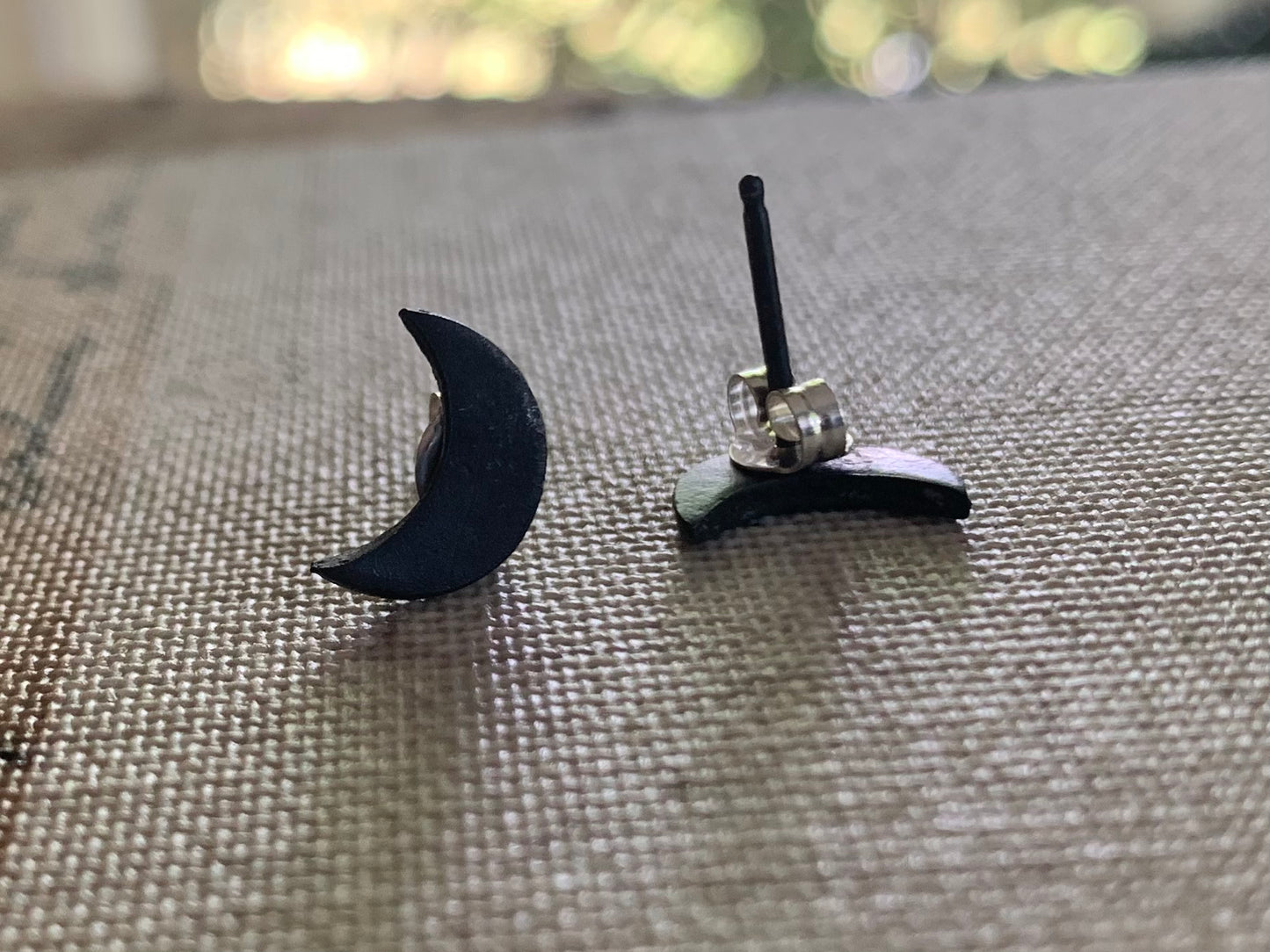 Luna Stud Earrings- Oxidized Sterling and Fine Silver Post Earrings. Handmade.