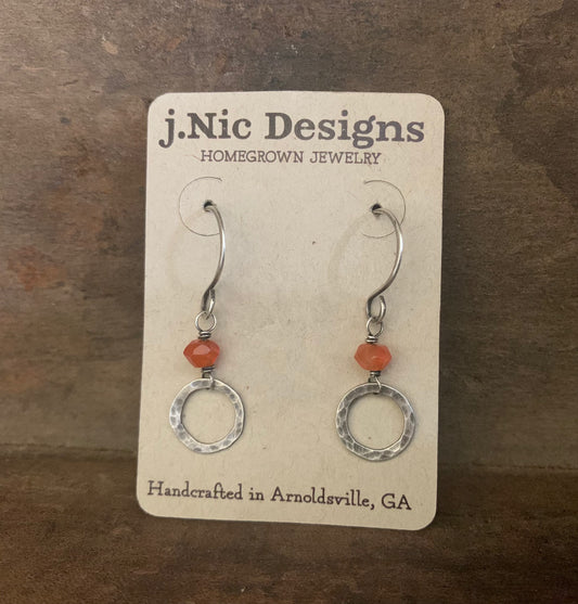 Kaleidoscope Earrings - STUDIO CLEAN OUT - Carnelian, Oxidized/Polished Sterling Silver
